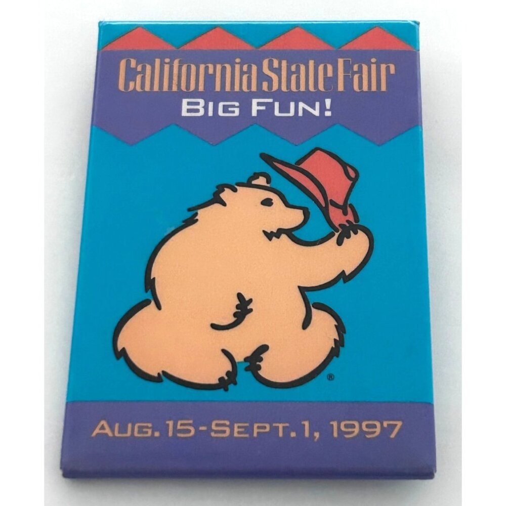Vintage California CA Bear State Fair Big Fun September 1997 Pin Button